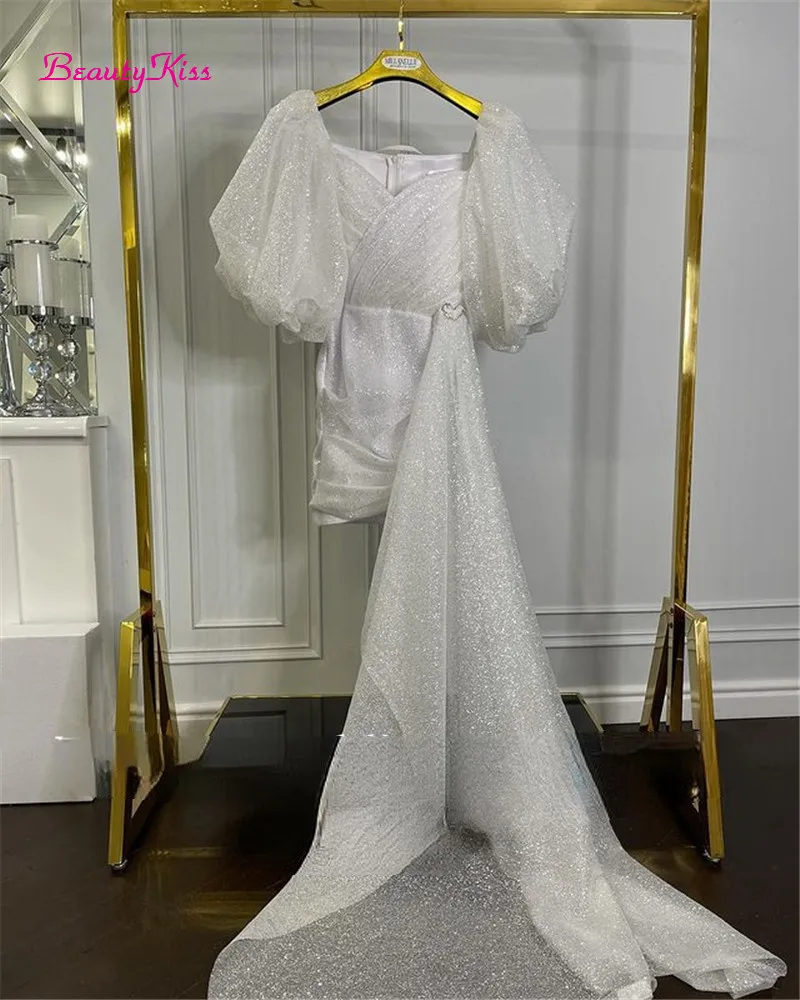 Shimmer ชุดแต่งงานสั้นพัฟแขน S - Women Formal Wear Dubai บทวิจารณ์และราคา