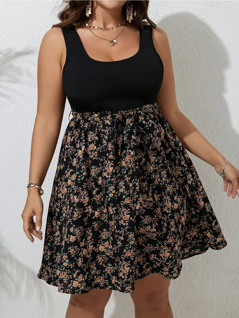 PLUS ขนาดชุดฤดูร้อนถักดอกไม้พิ - Shift Dress Sleeveless บทวิจารณ์และราคา